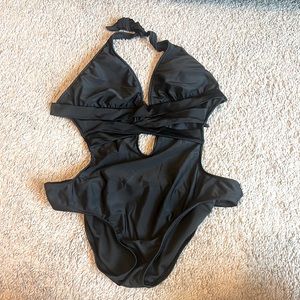 Large black one piece swimsuit